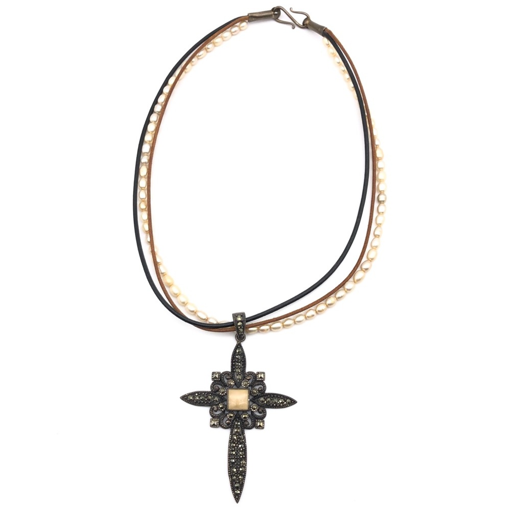 Three strand cross necklace